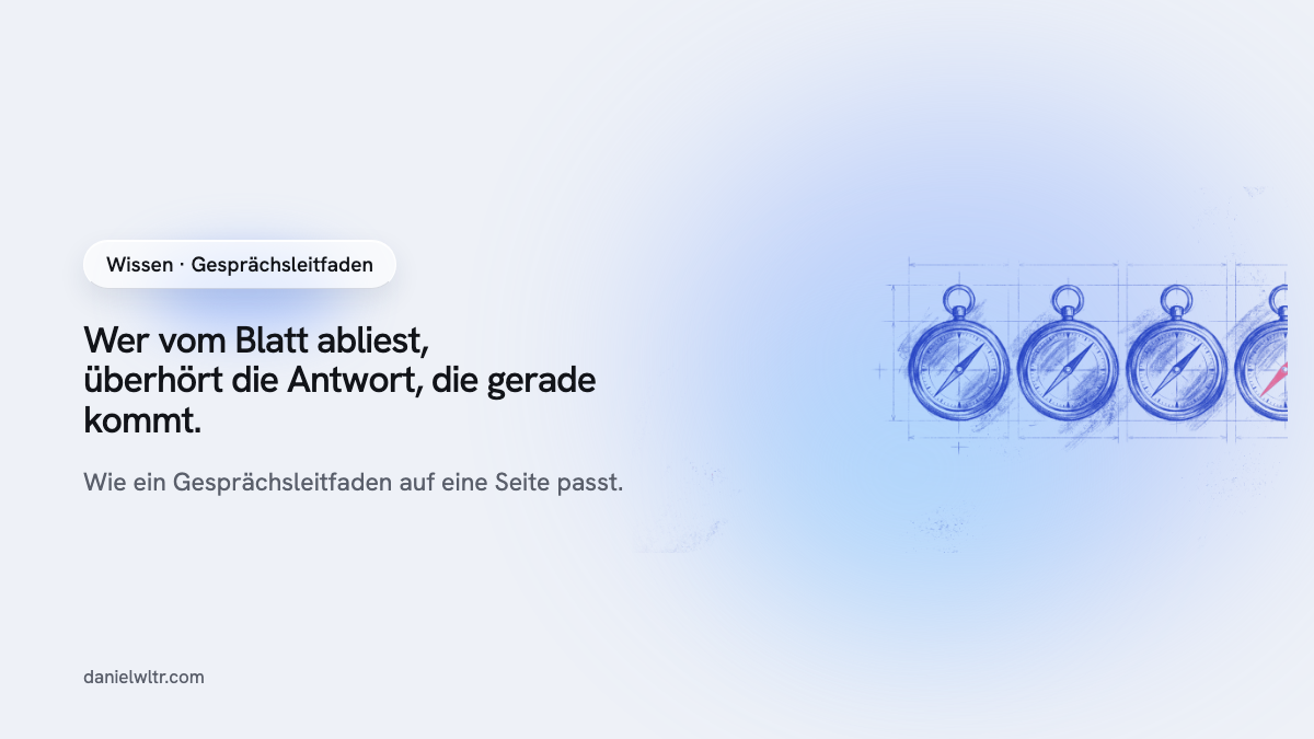 Gesprächsleitfaden im Verkauf: eine Seite mit Stichworten